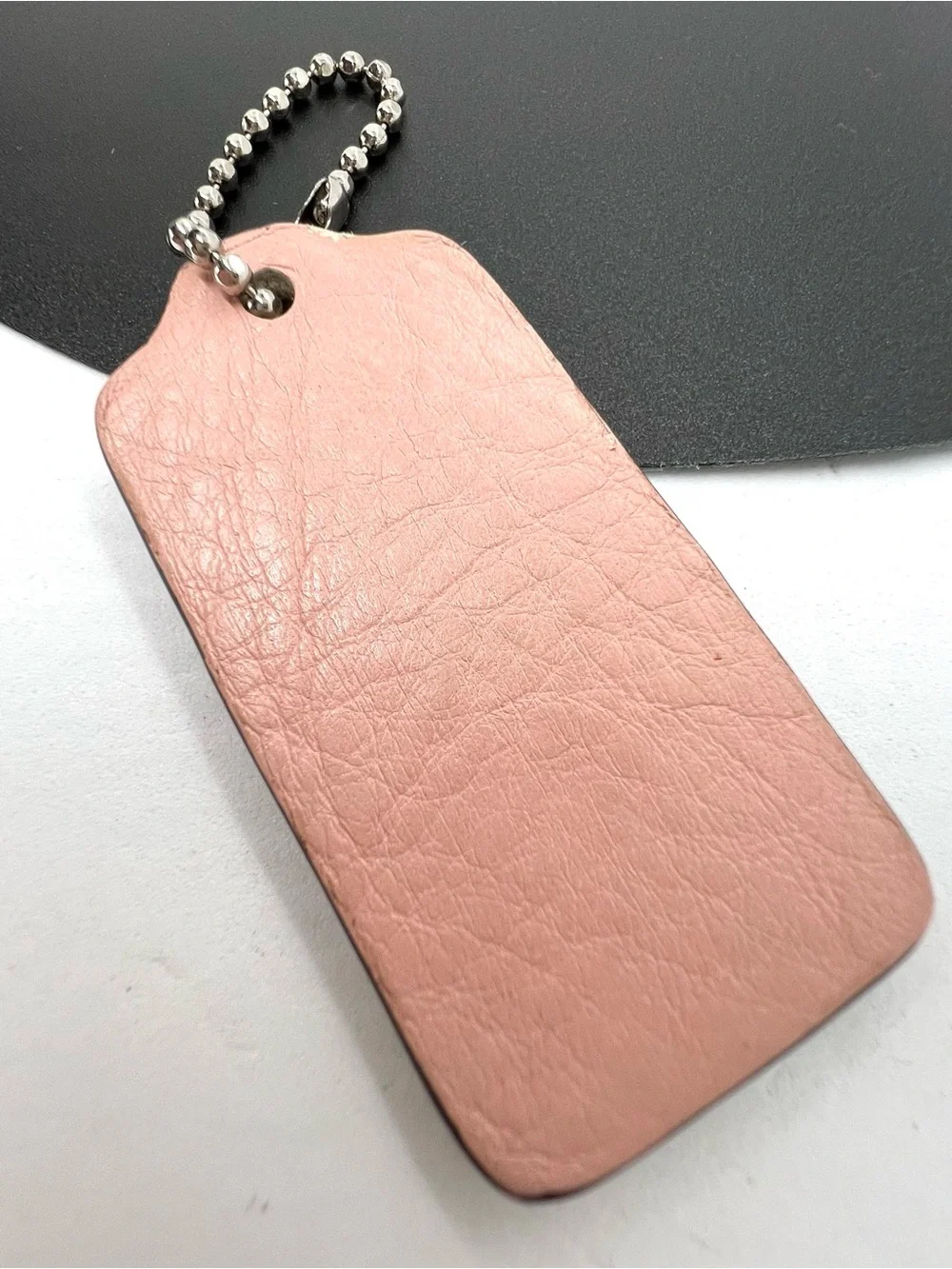 Coach Pink Leather Hangtag Bag Charm Silver Ball Chain Replacement Tag
